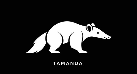 Stylized Numbat Illustration on Black Background with Tamanua Text.