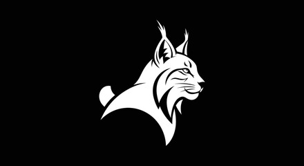 Stylized white lynx head profile graphic illustration.