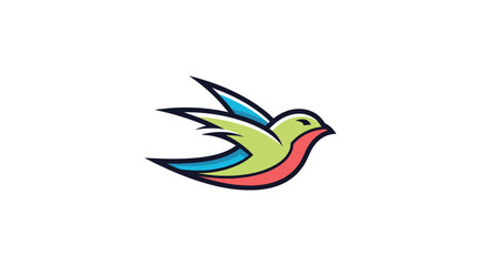 Colorful flying bird logo design icon illustration.