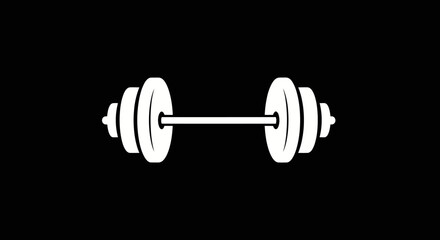 Fototapeta premium Simple white barbell icon representing strength and fitness training.