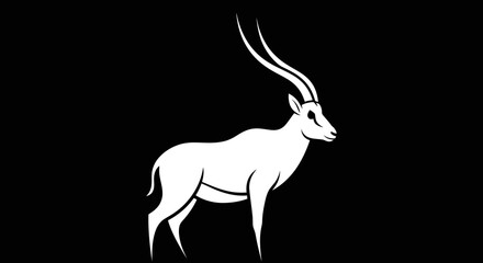 White Antelope Profile Elegant Minimalist Design.