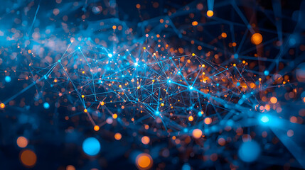 Modern AI model, dynamic network that generates greater returns for users and organizations, reflects connected future. Its innovative structure provides exciting technological advancement