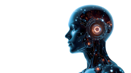 Modern AI model that generates greater returns for users and organizations, thoughtfully processing complex data. Advanced digital intelligence symbolizes future innovation and cutting edge