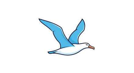 Graceful Albatross in Flight with Blue Wings.