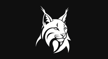 Monochrome Stylized Lynx Head Vector Graphic Illustration.