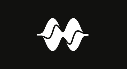 Abstract white waveform on a black background representing sound or data.