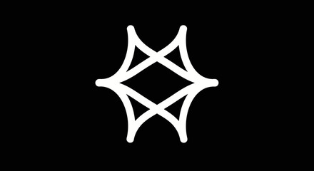 Abstract white geometric design on black background representing connection and structure.