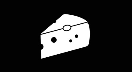 Stylized Cheese Wedge with Holes on Black Background.