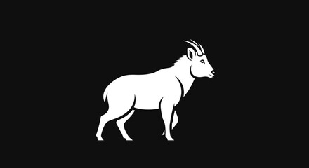 Stylized White Mountain Goat Walking in Profile View.