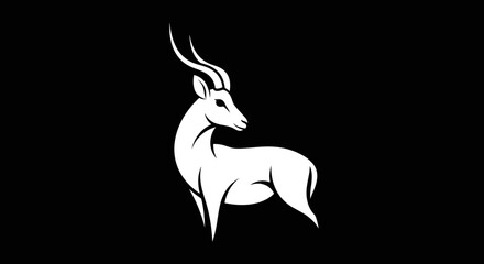 Silhouette of an Antelope, Profile View, Elegant Design, Wildlife Art, Simple Line Drawing.