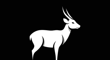 Elegant White Antelope Silhouette Standing Gracefully Minimalist Graphic Design.