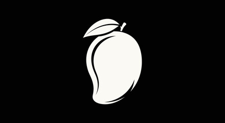 Simple white mango fruit icon silhouette illustration.