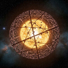 Dyson Sphere Encasing a Star in Deep Space