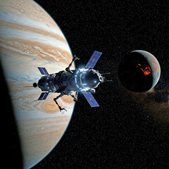 Manned Spacecraft Flying near Jupiter and its Volcanic Moon Io