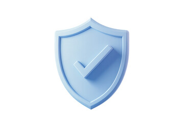 Blue shield with check mark isolated on transparent background for security concept