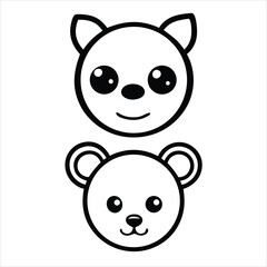 Obraz premium Cute cartoon animal faces, perfect for kids' designs.