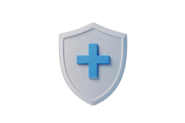 Obraz premium Shield with plus sign isolated on transparent background represents health and security