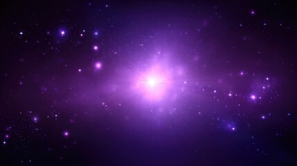 Obraz premium Abstract Purple Nebula in Deep Space with Sparkling Stars and Light Flares