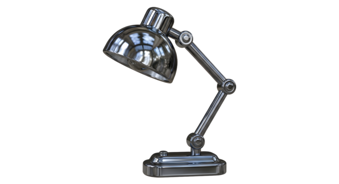 Metal Desk Lamp Modern Silver Adjustable Task Light for Office or Study