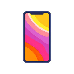 A modern smartphone with a vibrant abstract background featuring colorful waves. Perfect for showcasing technology, digital art, and modern lifestyle.
