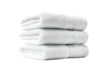 A stack of soft, fluffy white towels neatly arranged, ideal for bathroom decor or spa ambiance, showcasing comfort and cleanliness.