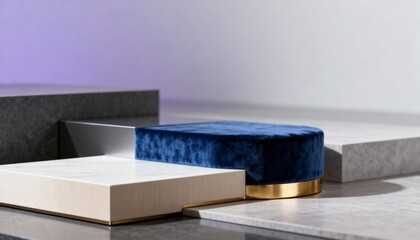 Elegant Product Display with Marble, Velvet, and Metallic Accents for Luxury Branding