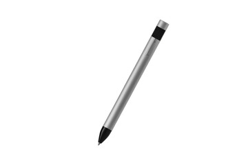 A sleek and modern pen laying on a white background, perfect for office or creative settings, symbolizing productivity and innovation.