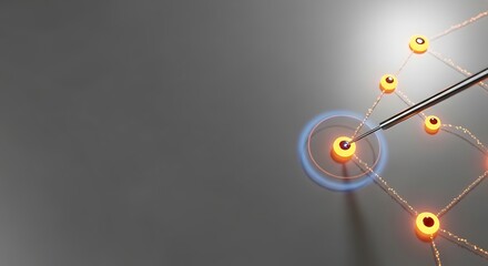 Precision microchip assembly with advanced robotic arm and glowing circuit pathways