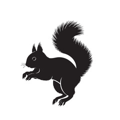 Obraz premium Silhouette of a squirrel this vector graphic features a detailed squirrel in a solid black silhouette, perfect for logos, designs, and educational materials