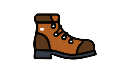 Hiking Boot Vector Illustration, Brown Outdoor Shoe Icon for Camping, Trekking and Adventure Design.