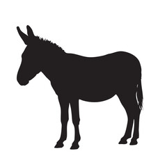 Fototapeta premium Silhouette of a donkey, depicting its characteristic long ears, sturdy build, and gentle demeanor, rendered in a simple yet elegant black design