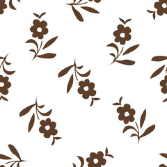 Elegant seamless floral pattern with fall flowers. Repeatable botanical background. Flat vector illustration.