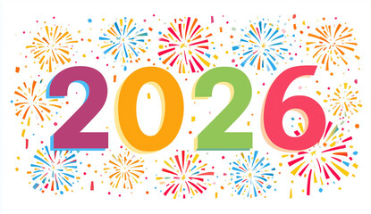 Colorful celebration with fireworks to welcome the year 2026 in a festive atmosphere filled with joy and excitement Generative AI