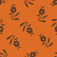 Elegant seamless floral pattern with fall flowers. Repeatable botanical background. Flat vector illustration.