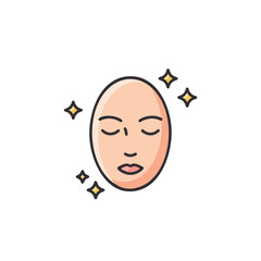 Depicting a serene face with closed eyes and sparkling accents, this clean illustration conveys themes of beauty, skincare, rejuvenation, and a healthy glow.