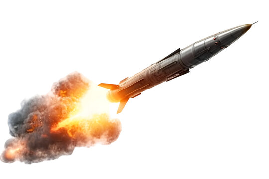 A powerful rocket launch with vibrant flames and explosive smoke trails, showcasing advanced aerospace technology and the thrill of space exploration.