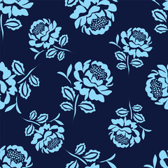Elegant seamless floral pattern with fall flowers. Repeatable botanical background. Flat vector illustration.