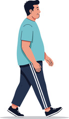 Walking, casual, male, character, side view, sporty outfit, fitness, pedestrian, motion, urban, lifestyle, digital illustration, vector, person, active, animation