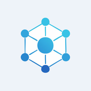 Stylized Network Icon Depicting Interconnected Nodes in a Digital Communication Web