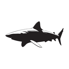 Obraz premium A powerful silhouette of a shark, , embodying the oceans apex predator, perfect for conveying strength, danger, or marine themes in various creative projects
