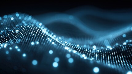 Abstract Waveform of Glowing Dots: Data Visualization, Digital Network and Modern Technology Background