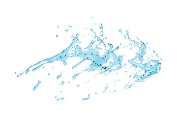 Water Splash Dynamic Liquid Spray Isolated on White Background