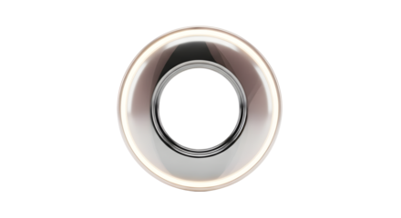 Modern Circular Object with Metallic and Glossy Finish on White Background