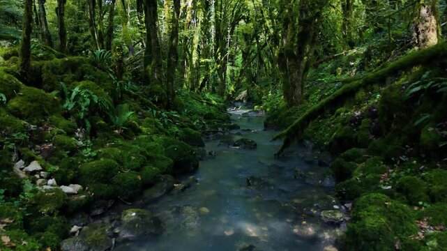 ruisseau dans une for&ecirc;t sombre