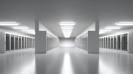 Server Room Data Center: Modern, Clean, and Organized Infrastructure for Information Technology and Cloud Computing
