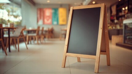 Blank Chalkboard Sign at Cafe Entrance: Customizable Menu Display and Promotion Ready