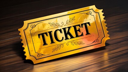 Golden event ticket for entry and access