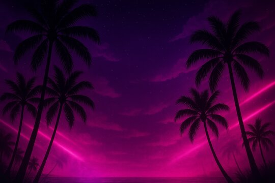 Purple and Pink Tropical Night Vibes