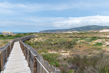 Fototapeta premium Rundweg in der Wanderdüne Duna da Cresmina, Portugal