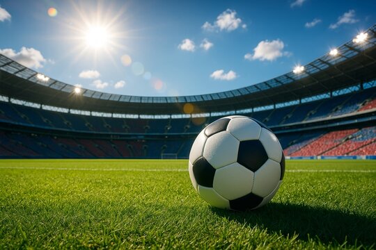 Bright Sunny Day in Outdoor Soccer Stadium